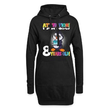 Penguin Birthday I Am Now 8 Years Old - Hoodie-Kleid - Schwarz - Vorne