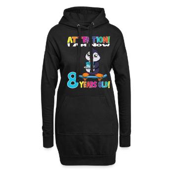 Penguin Birthday I Am Now 8 Years Old - Hoodie-Kleid - Schwarz - Vorne