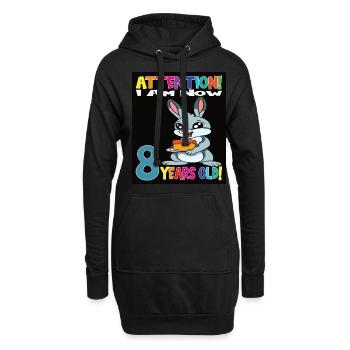 Rabbit Birthday I Am Now 8 Years Old - Hoodie-Kleid - Schwarz - Vorne