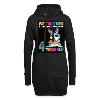 Anniversaire de lapin J’ai maintenant 4 ans - Sweat-shirt à capuche long Femme - noir - Devant