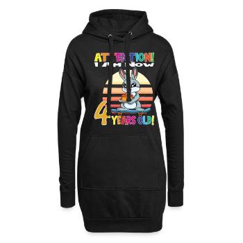 Anniversaire de lapin J’ai maintenant 4 ans - Sweat-shirt à capuche long Femme - noir - Devant