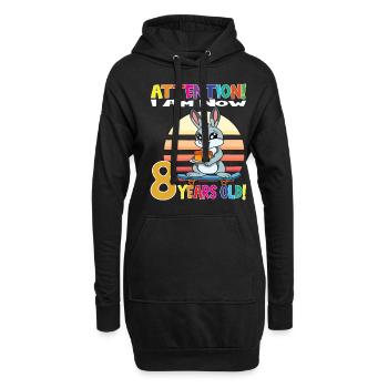 Rabbit Birthday I Am Now 8 Years Old - Hoodie-Kleid - Schwarz - Vorne