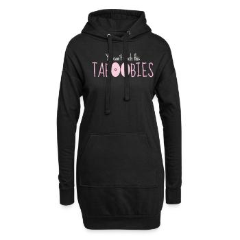 Titten Spruch Busen Tabu Möpse Verbot Taboobies - Hoodie-Kleid - Schwarz - Vorne