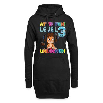 Niveau 3 Anniversaire de jeu débloqué - Sweat-shirt à capuche long Femme - noir - Devant
