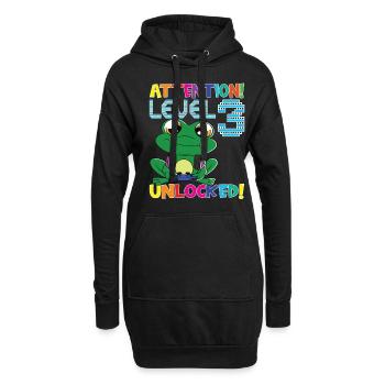 Niveau 3 Anniversaire de jeu débloqué - Sweat-shirt à capuche long Femme - noir - Devant