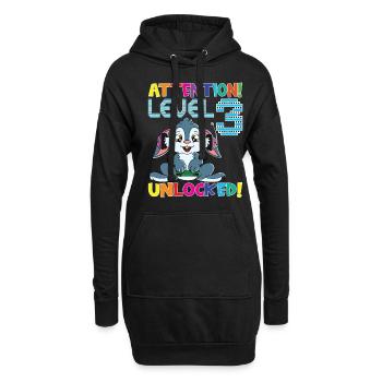 Niveau 3 Anniversaire de jeu débloqué - Sweat-shirt à capuche long Femme - noir - Devant