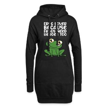 Froschliebhaber, Weil Frösche Auch Helden Brauchen - Hoodie-Kleid - Schwarz - Vorne