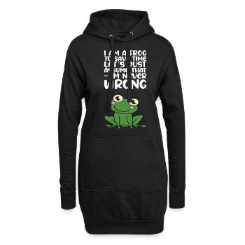 Ich Bin Ein Frosch - Hoodie-Kleid - Schwarz - Vorne