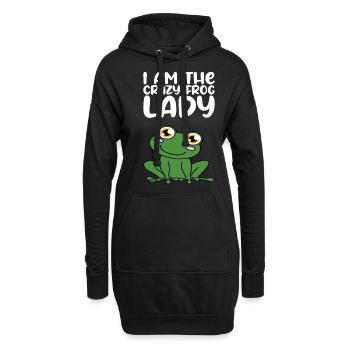 Je suis la dame grenouille folle - Sweat-shirt à capuche long Femme - noir - Devant