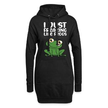 Ich Liebe Frösche - Hoodie-Kleid - Schwarz - Vorne