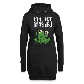 Je ne suis pas célibataire, j’ai une grenouille - Sweat-shirt à capuche long Femme - noir - Devant