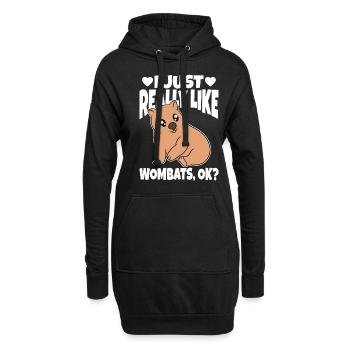J’aime vraiment Wombats ok - Sweat-shirt à capuche long Femme - noir - Devant