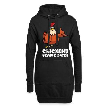 Poulets avant les dates - Sweat-shirt à capuche long Femme - noir - Devant