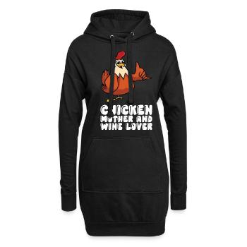 Mère de poulet et amoureuse du vin - Sweat-shirt à capuche long Femme - noir - Devant