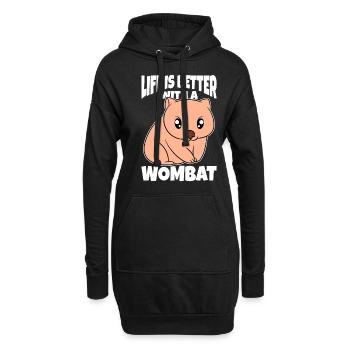 La vie est meilleure avec un wombat - Sweat-shirt à capuche long Femme - noir - Devant