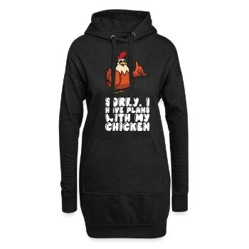 Désolé, j’ai des projets avec mon poulet - Sweat-shirt à capuche long Femme - noir - Devant