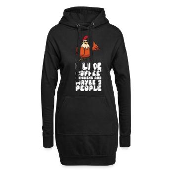 Ich Mag Kaffee Hühner Und Vielleicht 3 Menschen - Hoodie-Kleid - Schwarz - Vorne
