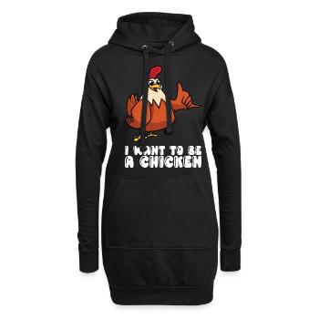 Je veux être un poulet - Sweat-shirt à capuche long Femme - noir - Devant