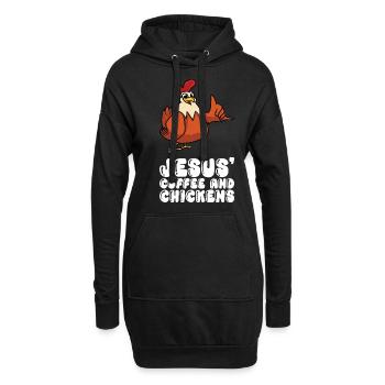 Jésus, le café et les poulets - Sweat-shirt à capuche long Femme - noir - Devant