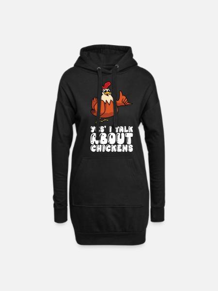 Ja, Ich Rede Über Hühner - Hoodie-Kleid - Schwarz