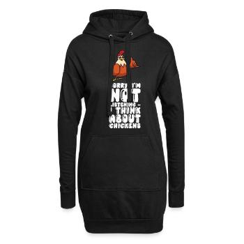 Je n’écoute pas, je pense que les poulets - Sweat-shirt à capuche long Femme - noir - Devant