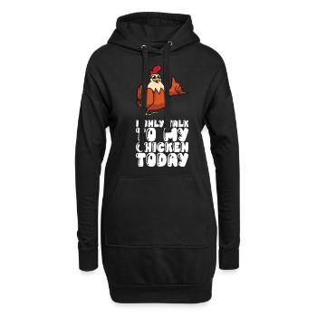 Je ne parle aujourd’hui qu’avec mon poulet - Sweat-shirt à capuche long Femme - noir - Devant