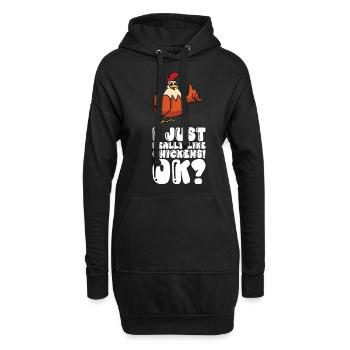 J’aime beaucoup les poulets - Sweat-shirt à capuche long Femme - noir - Devant