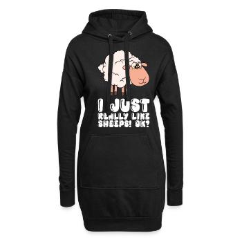 J’aime les moutons tout simplement très très - Sweat-shirt à capuche long Femme - noir - Devant