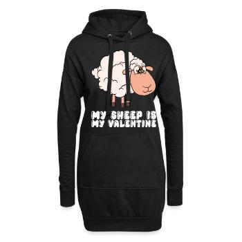 Mes moutons sont ma Saint-Valentin - Sweat-shirt à capuche long Femme - noir - Devant