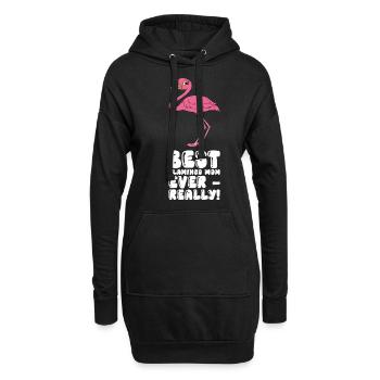 Drôles de graphismes flamants roses - Sweat-shirt à capuche long Femme - noir - Devant