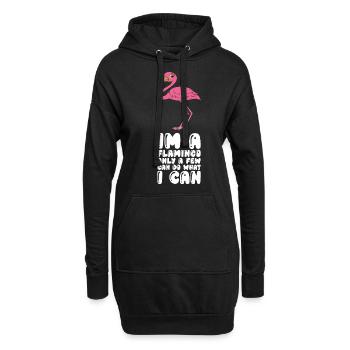 Lustige Flamingo-Grafik - Hoodie-Kleid - Schwarz - Vorne
