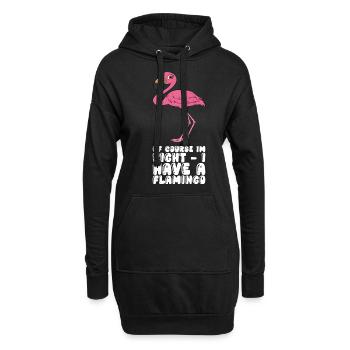 Lustige Flamingo-Grafik - Hoodie-Kleid - Schwarz - Vorne