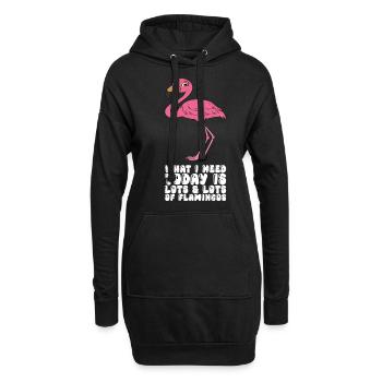 Lustige Flamingo-Grafik - Hoodie-Kleid - Schwarz - Vorne