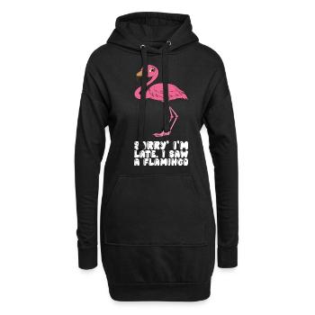 Lustige Flamingo-Grafik - Hoodie-Kleid - Schwarz - Vorne