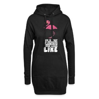 Drôles de graphismes flamants roses - Sweat-shirt à capuche long Femme - noir - Devant