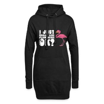 Drôles de graphismes flamants roses - Sweat-shirt à capuche long Femme - noir - Devant