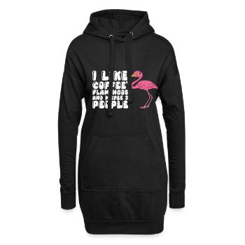 Drôles de graphismes flamants roses - Sweat-shirt à capuche long Femme - noir - Devant