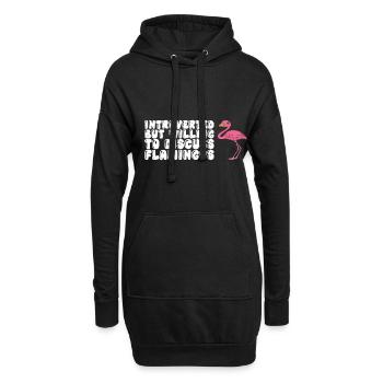 Lustige Flamingo-Grafik - Hoodie-Kleid - Schwarz - Vorne