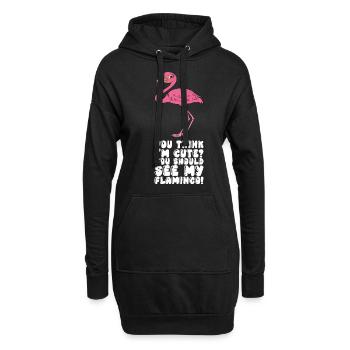 Lustige Flamingo-Grafik - Hoodie-Kleid - Schwarz - Vorne