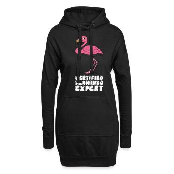 Drôles de graphismes flamants roses - Sweat-shirt à capuche long Femme - noir - Devant