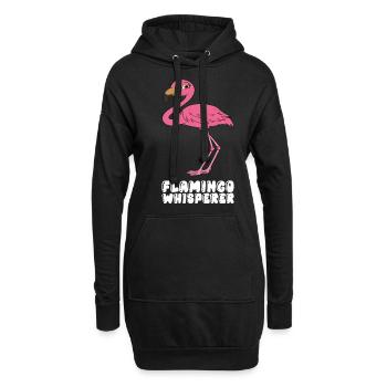 Lustige Flamingo-Grafik - Hoodie-Kleid - Schwarz - Vorne