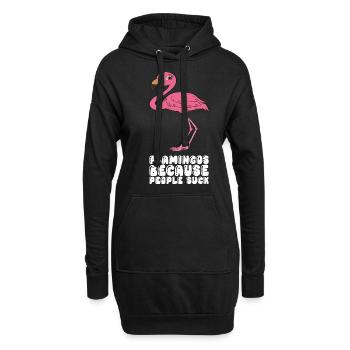 Drôles de graphismes flamants roses - Sweat-shirt à capuche long Femme - noir - Devant