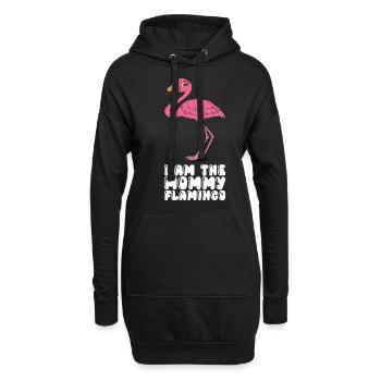 Drôles de graphismes flamants roses - Sweat-shirt à capuche long Femme - noir - Devant
