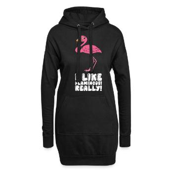 Drôles de graphismes flamants roses - Sweat-shirt à capuche long Femme - noir - Devant