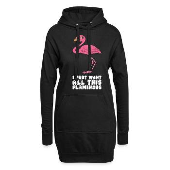 Drôles de graphismes flamants roses - Sweat-shirt à capuche long Femme - noir - Devant