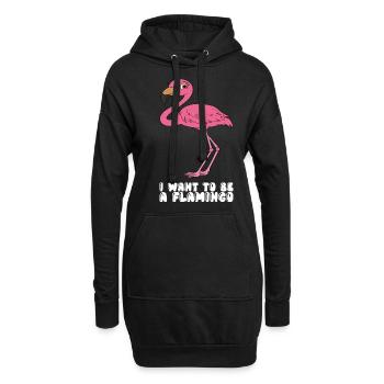 Drôles de graphismes flamants roses - Sweat-shirt à capuche long Femme - noir - Devant