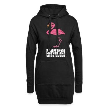 Drôles de graphismes flamants roses - Sweat-shirt à capuche long Femme - noir - Devant