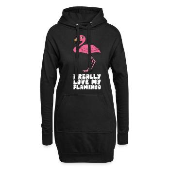 Drôles de graphismes flamants roses - Sweat-shirt à capuche long Femme - noir - Devant
