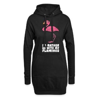 Drôles de graphismes flamants roses - Sweat-shirt à capuche long Femme - noir - Devant