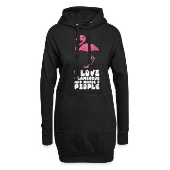 Drôles de graphismes flamants roses - Sweat-shirt à capuche long Femme - noir - Devant